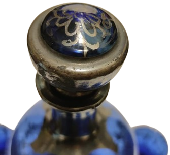 1900 ZEMZEM TAKIMI OSMANLI PAZARI İÇİN ÖZEL YAPILMIŞ ÜZERLERİ GÜMÜŞ EL CEKME KOBALT MAVİSİ CAMİİ TAVSİRLİ TAM TAKIM