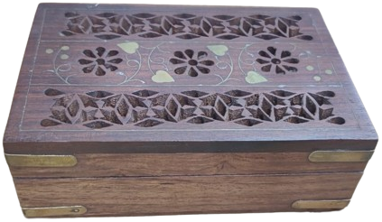 TESBİH KUTUSU ÜZERİ İŞLEMELİ PİRİNC KAKMA İŞCİLİKLİ  MASİF GÜL AGACINDAN YAPILMA MUHAFAZA SANDIGI