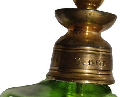 FRANSIZ İPEK POMPALI ÜZERİ EL ALTIN CEKME CİCİKLER YEŞİL BİLLÜR CAM  DOLDURULABİLİNİR PARFUM ŞİŞESİ 