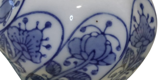 PORSELEN UFAK TİRYAKİ KAPAKLI DEMLİK TAMAMI EL BOYAMA EL İŞCİLİKLİ MAVİ BEYAZ 