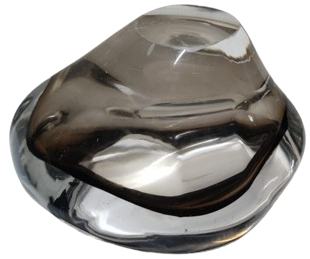 İTALYAN MURANO BEYAZ GÖVDE  KENARLAR KOYU MOR VOLANLI ÜCGEN FORMDA SORUNSUZ KÜL TABLASI