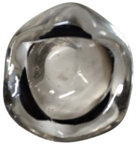 İTALYAN MURANO BEYAZ GÖVDE  KENARLAR KOYU MOR VOLANLI ÜCGEN FORMDA SORUNSUZ KÜL TABLASI