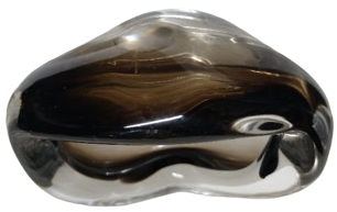 İTALYAN MURANO BEYAZ GÖVDE  KENARLAR KOYU MOR VOLANLI ÜCGEN FORMDA SORUNSUZ KÜL TABLASI