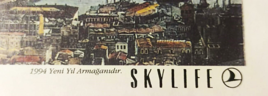 1994 TURK HAVA YOLLARI  SKYLIFE YENİ YIL ARMAGANI  1876 İSTANBUL  PONORAMİK GRAVULERİ