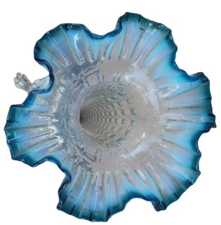 FRANSIZ ART NOUVEAU LALEDAN MARUL MAVİ OPAL CAMLI VAZO ALT KAİDE SİLVER PLATE