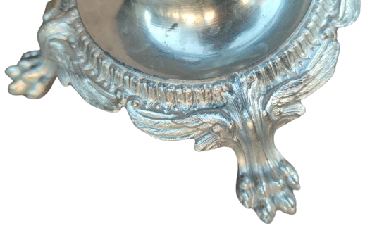 FRANSIZ ART NOUVEAU LALEDAN MARUL MAVİ OPAL CAMLI VAZO ALT KAİDE SİLVER PLATE