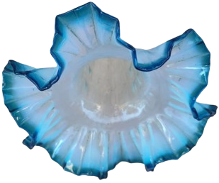 FRANSIZ ART NOUVEAU LALEDAN MARUL MAVİ OPAL CAMLI VAZO ALT KAİDE SİLVER PLATE