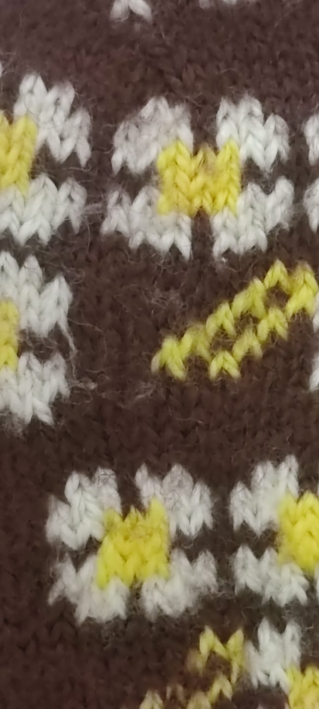 EL ŞİŞ ÖRGÜSÜ HAKİKİ YÜN PATİK KAHVERENGİ ÜZERİ SARI KAR  TANELERİ İŞLİ KÖK BOYA İLE BOYANMIŞ SAGLIKLI SAG SOL PATİK