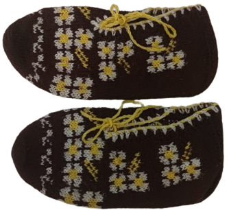 EL ŞİŞ ÖRGÜSÜ HAKİKİ YÜN PATİK KAHVERENGİ ÜZERİ SARI KAR  TANELERİ İŞLİ KÖK BOYA İLE BOYANMIŞ SAGLIKLI SAG SOL PATİK