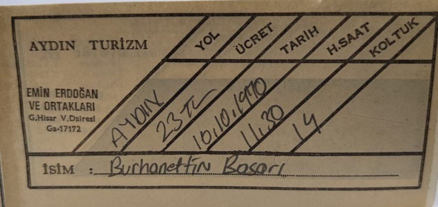  1970 AYDIN TURİZM MERCEDEZ BENZ SESSİZ SURATLİ EMNİYETLİ  OTOBUS BİLETİ