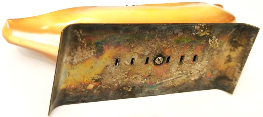 MEYVA BICAGI PORSELEN MUZ ALT GÜMÜŞ KAPLAMA KAİDELİ 6 ADET SAPLAR GALANIT İMPORT ROSTFRITT STAL DAMGALI UZERİNDE  MUZ SİNEGİ GÖRSELİ BULANAN TAKIM