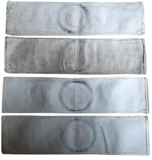 1950 TIP İLE İLGİLİ DÖRT ADET FARKLI KOL BANDI DEVLET KURUMLARINDA KULLANILMASI İCİN DEVLET MALZEME OFİSİ TARAFINDAN YAPILMIŞ DAGITILMIŞTIR TEZGAZ EL DOKUMA BEZ PAZUBEND