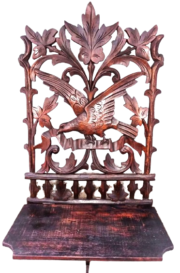 OSMANLI CEVİZ KOMPLE EL OYMA DALLAR YAPRAKLAR ARASINDA KANADINI ACMIŞ EBABİL KUSU KAVUKLUK VE CIRALIK TEREK KISMI ACILIR KAPANIR 