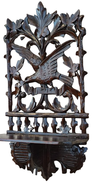 OSMANLI CEVİZ KOMPLE EL OYMA DALLAR YAPRAKLAR ARASINDA KANADINI ACMIŞ EBABİL KUSU KAVUKLUK VE CIRALIK TEREK KISMI ACILIR KAPANIR 