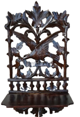 OSMANLI CEVİZ KOMPLE EL OYMA DALLAR YAPRAKLAR ARASINDA KANADINI ACMIŞ EBABİL KUSU KAVUKLUK VE CIRALIK TEREK KISMI ACILIR KAPANIR 