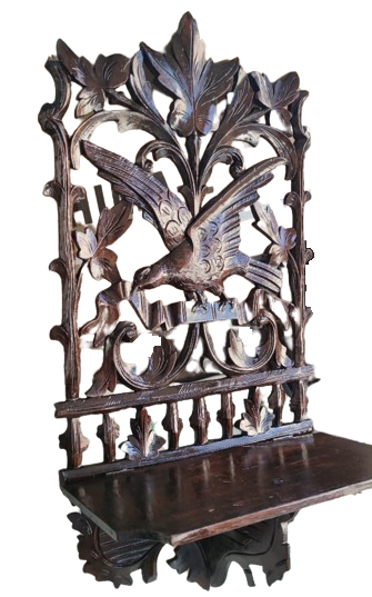 OSMANLI CEVİZ KOMPLE EL OYMA DALLAR YAPRAKLAR ARASINDA KANADINI ACMIŞ EBABİL KUSU KAVUKLUK VE CIRALIK TEREK KISMI ACILIR KAPANIR 