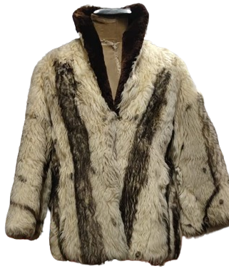 1970 CEM KARACANIN GÜNLÜK KULLANIMDA GİYDİGİ ERKEK ALACALI KREM GRİ SİYAH TON RENKLERİNDE ORJİNAL TİLKİ  KÜRK ERKEK CEKET