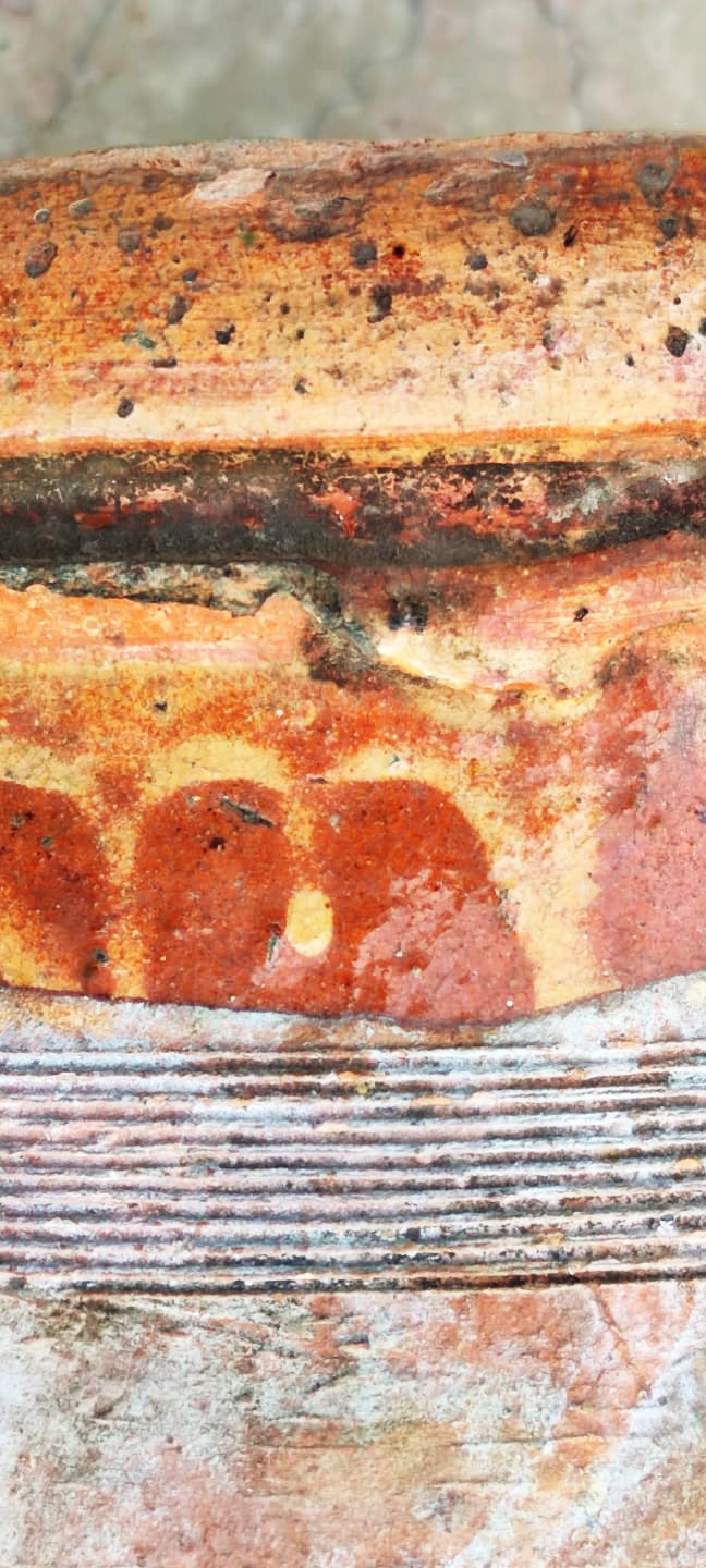 1930 TERRACOTTA  KUP SU SARAP  TURŞU YAG SIVİ  GIDA SAKLAMA KUPU PİSMİŞ TOPRAKDAN EL YAPIMI  İCİ DIŞI SIRLI UZERİ DESEN VE İŞLEMELİ