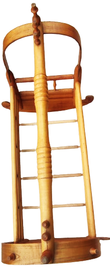 1950 AHŞAP KOMPLE MASİF EL TORNASINDA CEKİLMİŞ BEBEK SALLANAN BEŞİK GECME TEKNİK KULLANILARAK YAPILMIŞ CİVİSİZ