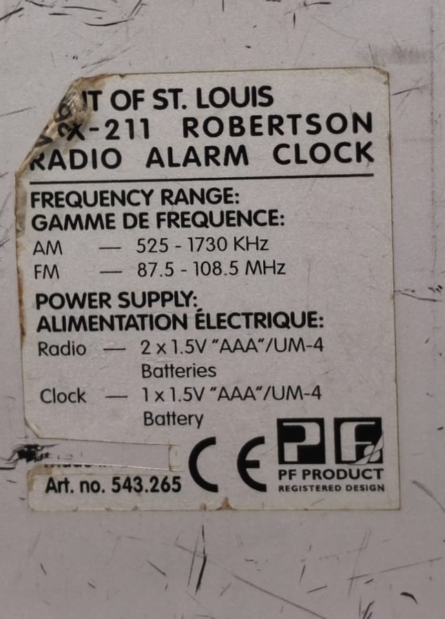 SPIRIT OF ST.LOUIS N-X-211 ROBERTSON RADIO ALARM CLOCK FLIGHT CASE PORTABLE CANTA RADYO SAAT