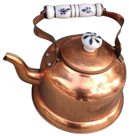 BAKIR CAYDANLIK PORSELEN SAP VE KAPAK TUTMA YERLERİ BULUNAN 2 LİTRELİK BAKIR OYNAR KULPLU KAPAKLI CAYDANLIK