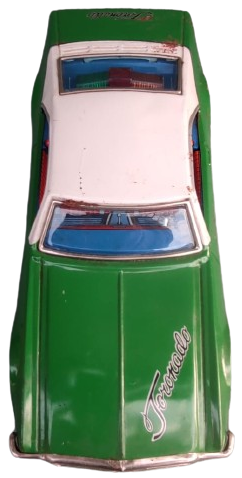 CAMARO Z/28 1968 CAMARO OLDSMOBİLE TORONADO JAPAN  TOYS TENEKE OYUNCAK ARABA YEŞİL RENKDE İCERSİNDE POLİS CAKAR İŞARET LAMBASI PİLLİ YARIŞ OTOBOBİL