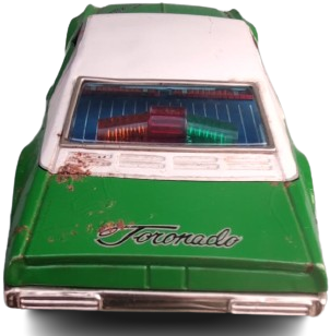 CAMARO Z/28 1968 CAMARO OLDSMOBİLE TORONADO JAPAN  TOYS TENEKE OYUNCAK ARABA YEŞİL RENKDE İCERSİNDE POLİS CAKAR İŞARET LAMBASI PİLLİ YARIŞ OTOBOBİL