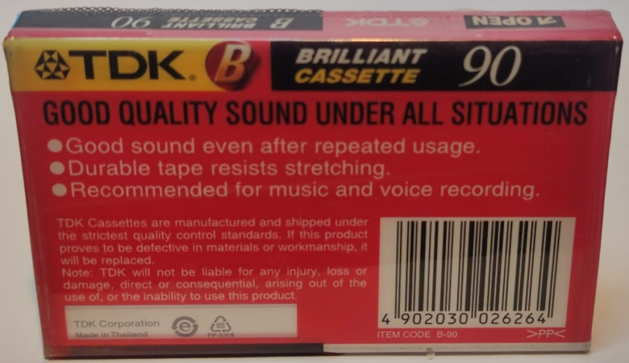 TDK 90 BRILLIANT CASSETTE NORMAL POSİTION TYPE 1 SES KAYIT BANTI ANBALAJINDA KULLANILMAMIŞ KASET
