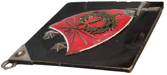 1834 KARA HARP OKULU ASKERİ  ŞİLT SİYAH ZEMİNLİ SERAMİK ÜZERİNE SICAK MİNELİ İŞLENMİŞ ASKERİ PLAKET