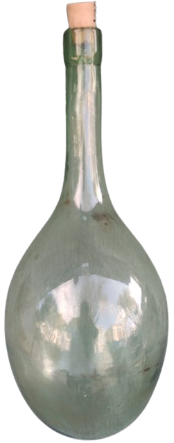 1900 EL YAPIM UFLEME ŞİŞE AGZI MANTARLI SIVI SAKLAMA KABI ŞİŞEŞİ SICAK DÖVME DEMİR ALTIGIYLA 