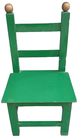 1950 OYUNCAK KUCUK BOYDA COCUK VE BEBEK OTURMA SANDALYE Sİ EL YAPIM KOMPLE AHŞAP YEŞİL BOYALI