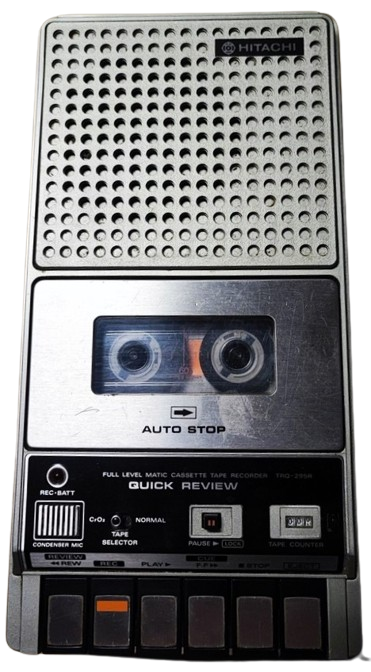 1977 HİTACHİ CASSETTE RECORDER MODEL TRQ-295R SİYAH TAŞIMA CANTASI KASET CALAR KAYITLI CANTA TEYP 