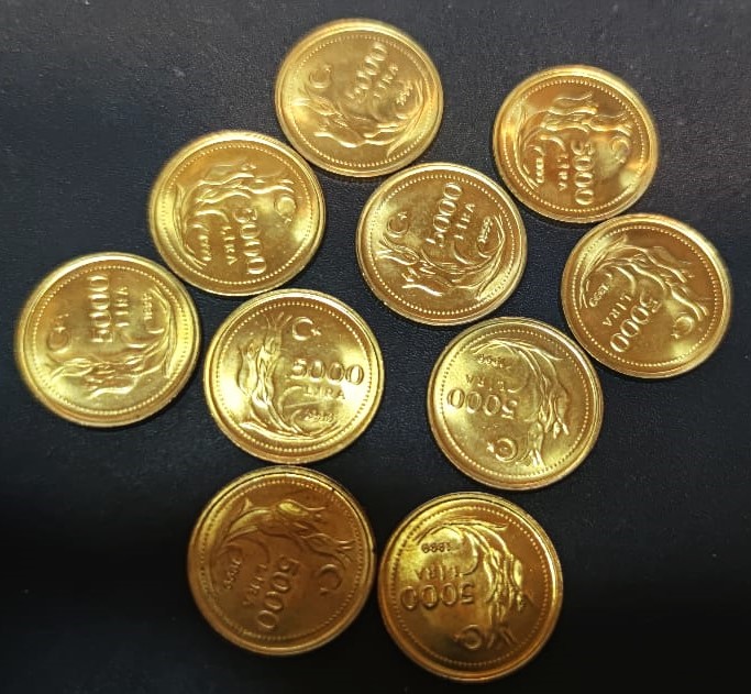 CUMHURİYET 5000 LİRA  (1999) YILI PROF BASKI 5000 LİRA ÇİL (AZ ÇIKAR) PİRİNÇ CİL 10 ADET HİC KULLANILMAMIŞ 