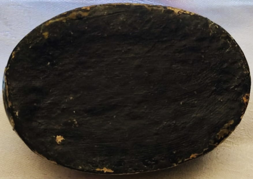 PAPYA MAŞA EL YAPIMI MUCEHVER VEYA COK AMACLI KUTU OVAL FORMDA KAPAKLI ÜZERİ EL BOYAMA CİCEK DAL MOTİFLERİYLE BEZELİ