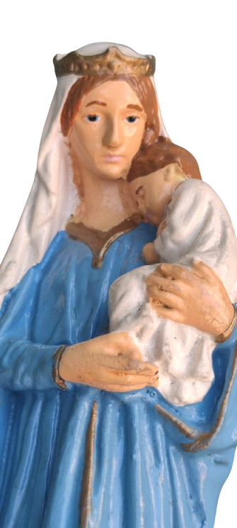 1970 MEYREM ANA KUTSANMIŞ ANNE HEYKELİ BEBEK HZ İSA YI TUTARKEN KOTOLİK KALİTELİ RECİNEDEN YAPILMIŞTIR TAMAMI EL BOYAMADIR İTALYAN