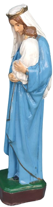 1970 MEYREM ANA KUTSANMIŞ ANNE HEYKELİ BEBEK HZ İSA YI TUTARKEN KOTOLİK KALİTELİ RECİNEDEN YAPILMIŞTIR TAMAMI EL BOYAMADIR İTALYAN