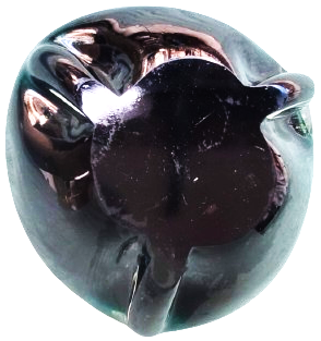 1970 İTALYAN MURANO PATLICAN MORU TON GECİŞLERİ OLAN  AGIZ TARAFI OVAL YANLARDA DEKORATİF CIKINTILARI OLAN KÜLLÜK