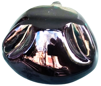 1970 İTALYAN MURANO PATLICAN MORU TON GECİŞLERİ OLAN  AGIZ TARAFI OVAL YANLARDA DEKORATİF CIKINTILARI OLAN KÜLLÜK