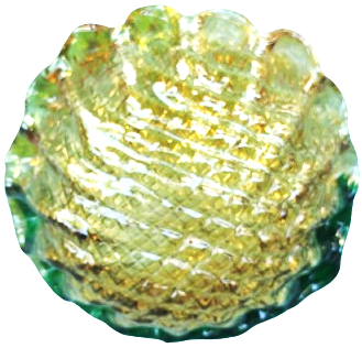 1970 İTALYAN MURANO YEŞİL TON GECİŞLERİ OLAN  AGIZ TARAFI FIR FIR DİLİMLİ YUVARLAK CANAK FORMDA CANAK