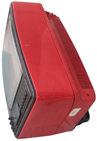 1979 GRUNDIG TRUMPH 1421 GERMANY KIRMIZI KASA SİYAH BEYAZ  6 KANAL UHF VHF 220 VE 12 VOLT İLE CALIŞIR 31 EKRAN 