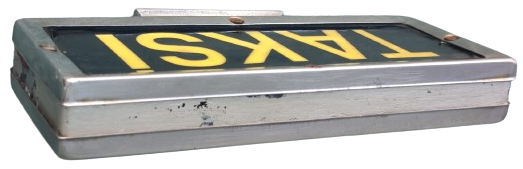 1980 KROM METAL TEPE TAKSİ  LAMBASI CİFT TARAFLI IŞIKLI BOŞ DOLU İŞARET LAMP