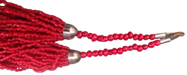 OKYANUŞ DENİZ MERCAN BAYAN KOLYE NAR CİCEGİ RENKDE SIRALI DİZİM 