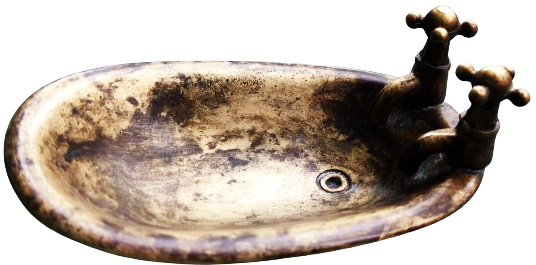 1970 MİNYATUR PİRİNC CİFT MUSLUKLU KUVET ŞEKLİNDE TASARLANMIŞ SABUNLUK DÖRT PENCE AYAKLI 