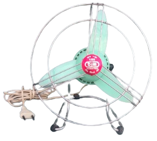 1960 BJM KİND MADE IN İTALY 25 W 220 VOLT CİFT KADEME AYAKLI VANTİLATÖR MAVİ RENKDE PLASTİK ÜC PERVANELİ SERİNLETİCİ