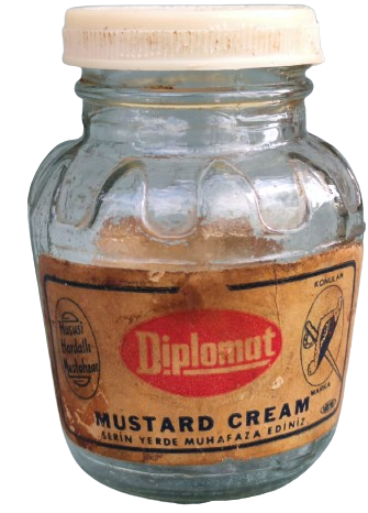 ÖZYER HARDAL DİPLOMAT MUSTARD KREM CİFT ACIKLAYICI  ETİKETLİ CAM BEYAZ VİDALI KAİÇERSİ BOŞTURPAKLI KAVANOZ HARDAL KABI 
