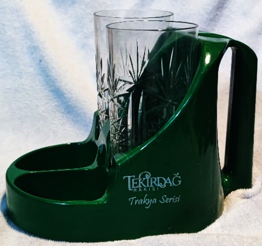 TEKİRDAG RAKISI TRAKYA SERİSİ HEDİYESİ RAKI KEYİFCİ İKİ KESME KRISTAL BARDAK İKİ GÖZ MEZE YERİ TUTMA KULPLU TAŞINAN KEYF