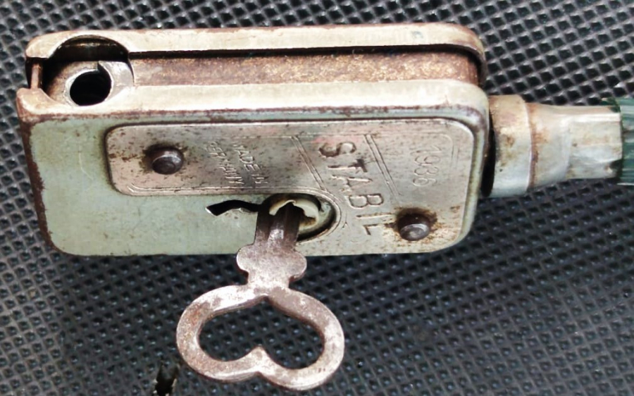1936 STABİL MADE IN GERMANY BICYCLE LOCK CELİK HALATLI  BİSİKLET KİLİDİ ANAHTARLI AMLAN MALI