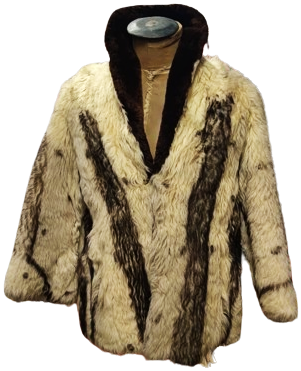 1970 CEM KARACANIN GÜNLÜK KULLANIMDA GİYDİGİ ERKEK ALACALI KREM GRİ SİYAH TON RENKLERİNDE ORJİNAL TİLKİ  KÜRK ERKEK CEKET