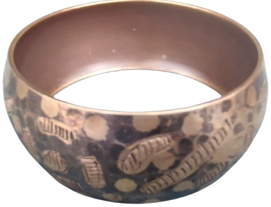 1980 ÜZERİ KALEM İŞİ BONBELİ KALIN BİLEZİK PİRİNC MALZEMEDEN EL YAPIM