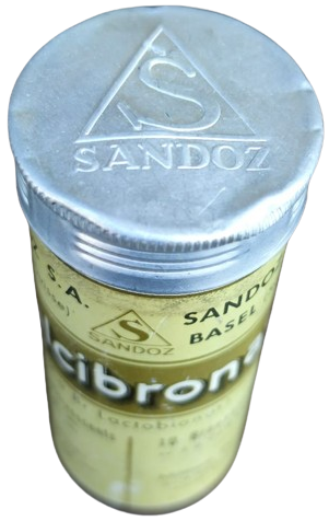 ANTIGUA BOX PUBLICITé CALCIBRONAT  ALÜMİNYUM KAPAKLI BOŞ İLAC KUTU SANDOZ LABORATUVARLARI